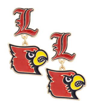 Louisville Cardinals Enamel Drop Earrings