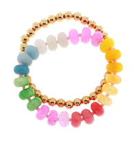 2 Row Wide Stone & Bead Bracelet