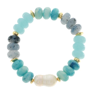 Turquoise Pearl Marble Bead Bracelet