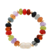 Dark Multi Pearl Marble Bead Bracelet
