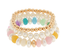 3 Row Pearl & Ball Bead Bracelet