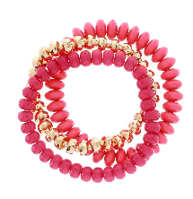 Fuchsia 3 Row Bead Bracelet
