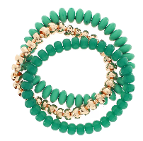 Green 3 Row Bead Bracelet
