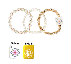 Ivory Flower 3 Row Pearl Mahjong Bracelet