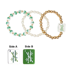 Green Bamboo 3 Row Pearl Mahjong Bracelet