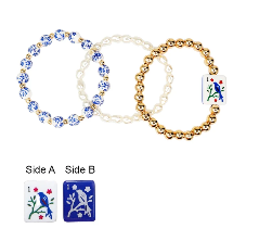 Blue Bird 3 Row Pearl Mahjong Bracelet