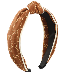 Brown Circle & Dot Link Print Headband