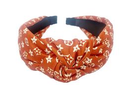 Coral Floral Print Knotted Headband