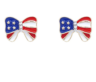 USA Pave Bow Earrings