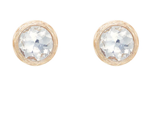 Clear Round Glass Stone Earrings