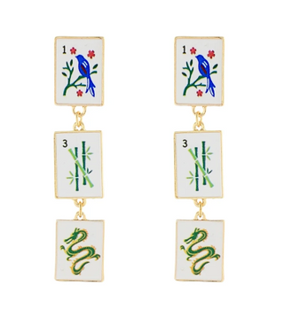 Green/Blue Linear Mahjong Earrings