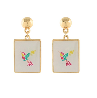 Bird Mahjong Tile Earrings