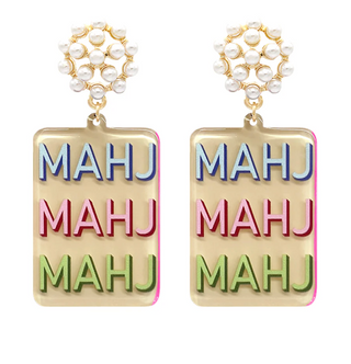 Mahjong Printed Drop Earrings