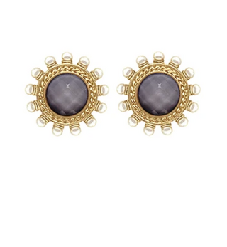 Gray Dotted Pearl Earrings