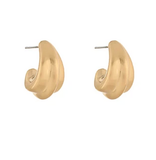 Gold Chunky Hook Metal Hoop Earrings