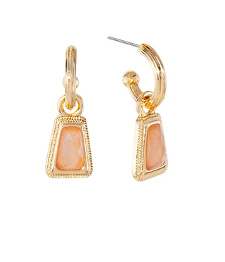 Orange Trapezoid Stone Earrings
