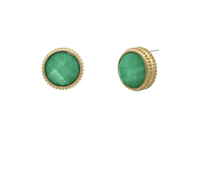 Green Faceted Stone Earrings