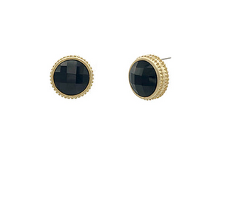 Black Faceted Stone Earrings