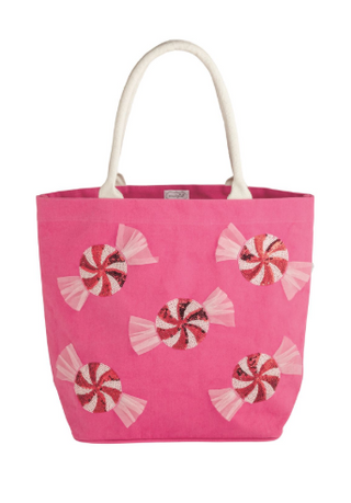 Peppermint sparkly tote on a white background 