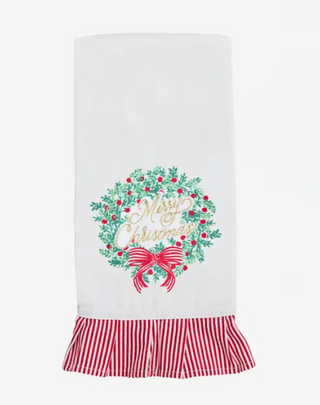 Merry Christmas Wreath Tea Towel
