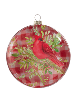 Plaid Cardinal Ornament