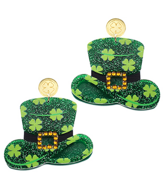 St Patrick Acrylic Hat Earring