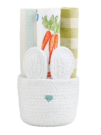 Green Carrot Basket Towel Set