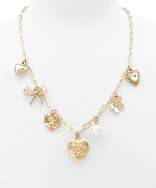 Heart & Bow Charm Necklace