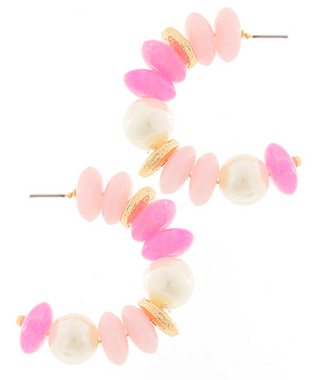 Pink Pearl Rondelle Hoop