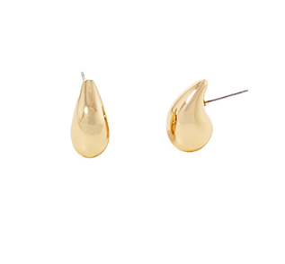 Gold Puffy Teardrop Earring