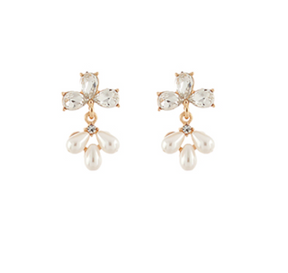 Pave Crystal Pearl Earring