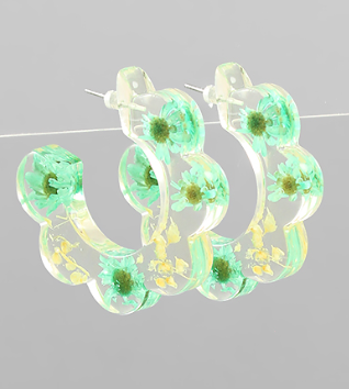 Wavy Mint Pressed Flower Hoop