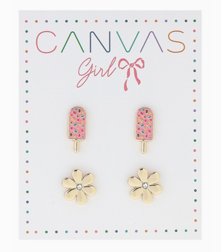 Popsicle & Rhinestone Children's Stud Earrings Set