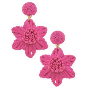Winnie Raffia Pink Flower Earrings