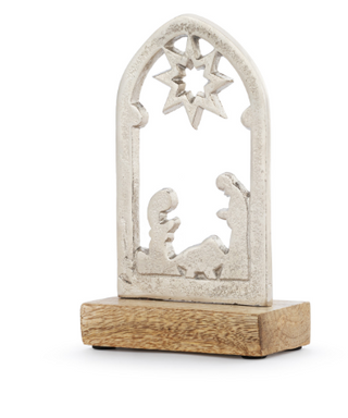 Metal and Wood Small Nativity Scene