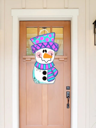 Pink Snowman Door Hanger