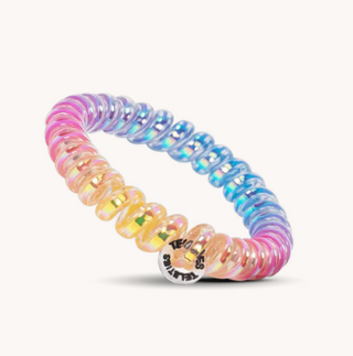 Multicolored beaded bracelet on a white background