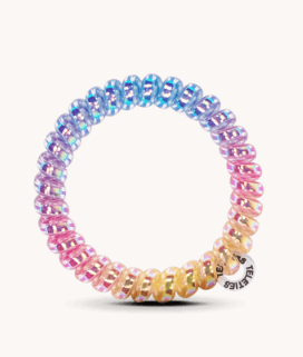 Multicolored beaded bracelet on a white background