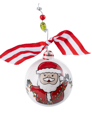 Christmas ornament with Santa Claus design on a white background