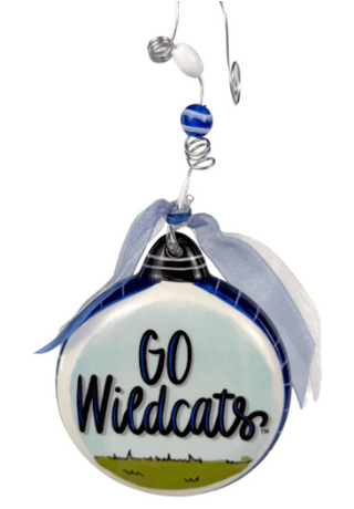 Decorative ornament with 'Go Wildcats' text on a white background