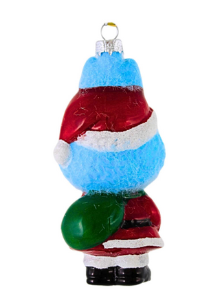 Decorative glass ornament shaped like a stack of colorful spheres on a white background