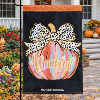 Painted Pumpkin Thankful Garden Flag