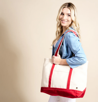 Red Signature Canvas Tote