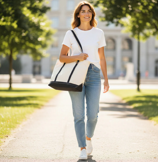 Black Signature Canvas Tote