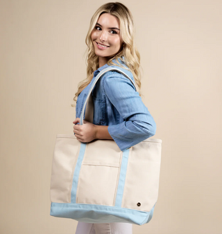 Light Blue Signature Canvas Tote