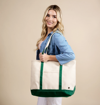 Dark Green Signature Canvas Tote