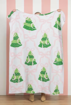 Pink Bow Chenille Blanket