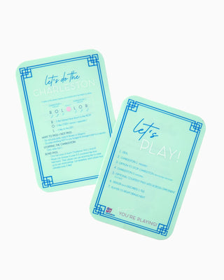 Two light blue cards with text on a white background