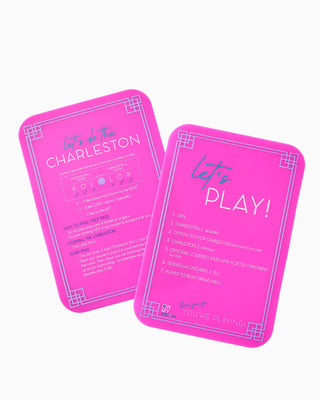 Two pink cards with text on a white background