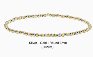 Beaded bracelet with alternating silver and gold beads